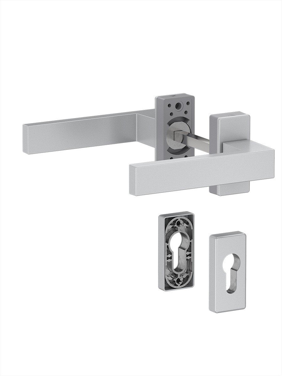 Dublin korte beslag deurklink kleur zilver | ProfKozijnen